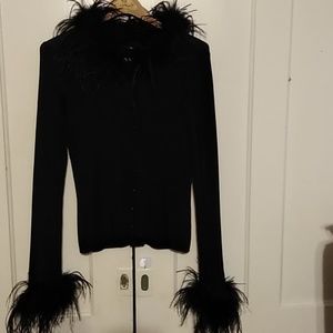 Ostrich trimmed cardigan